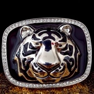 🆕⭐ - Belt Buckle / Tiger / Black & Silver